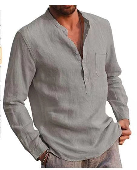 Men's Casual Dress Shirt Button Down Shirts Long-Sleeve Work Shirt Spread Collar Tops