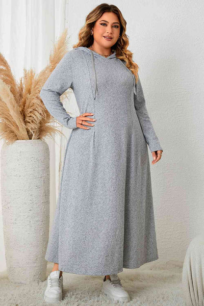 Plus Size Long Sleeve Hooded Maxi Dress