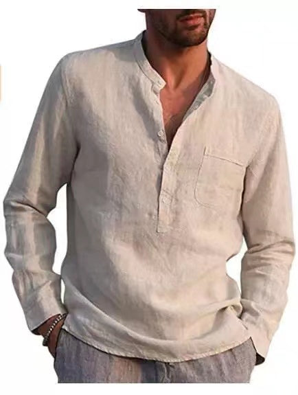 Men's Casual Dress Shirt Button Down Shirts Long-Sleeve Work Shirt Spread Collar Tops