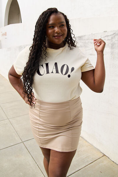 Simply Love Full Size CIAO Round Neck T-Shirt