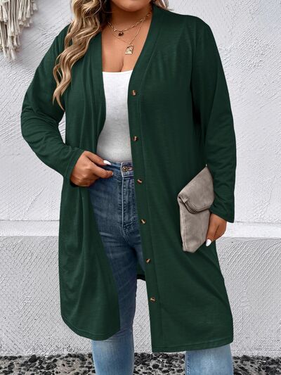 Plus Size Button Up Long Sleeve Cardigan