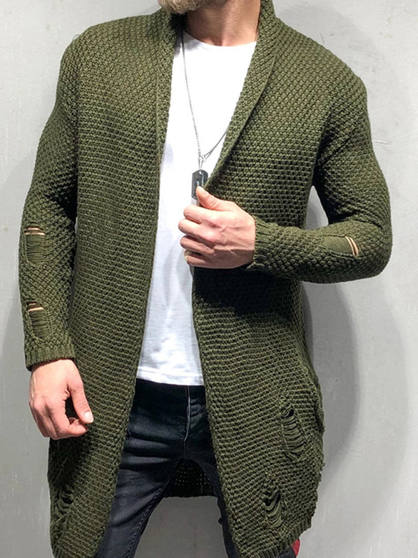 Solid Color Mid-Length Loose Cardigan Knitted Jacket