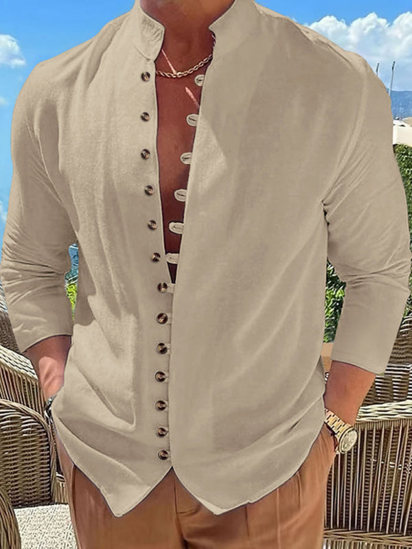 New Fashion Men's Retro Button Casual Long Sleeve Shirt