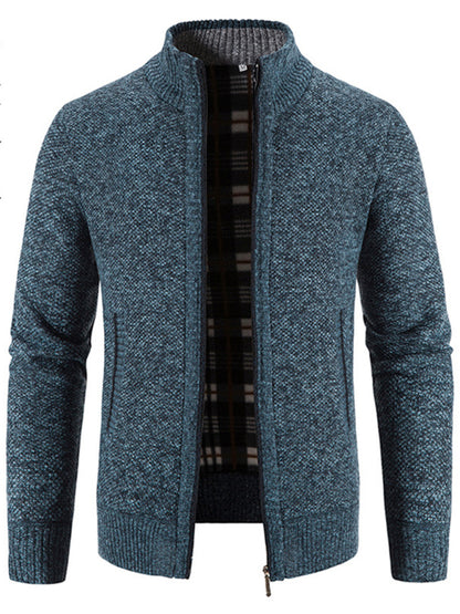 Men's casual stand collar knitted jacket