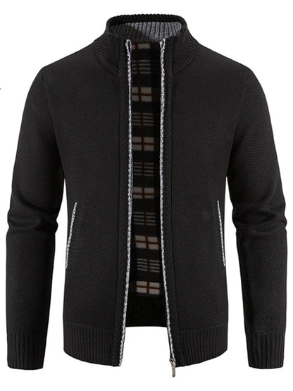 Men's casual stand collar knitted jacket