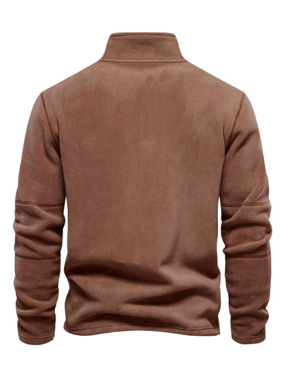 New men's polar fleece sweatshirt stand collar half zipper long sleeve sweatshirt
