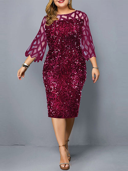 Women's Personalized Sequin Design Plus Size Dress