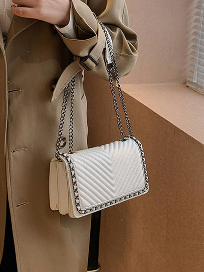 Embroidered thread chain portable small square bag shoulder bag