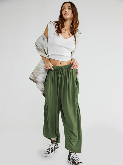 Women's casual loose large pocket trousers pants