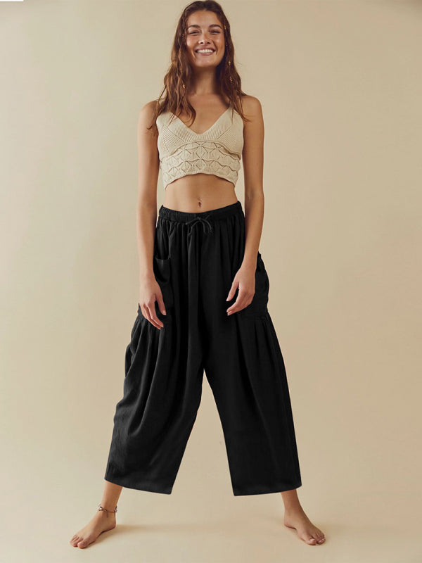 Women's casual loose large pocket trousers pants