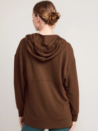 women's loose hooded sweatshirt knitted top