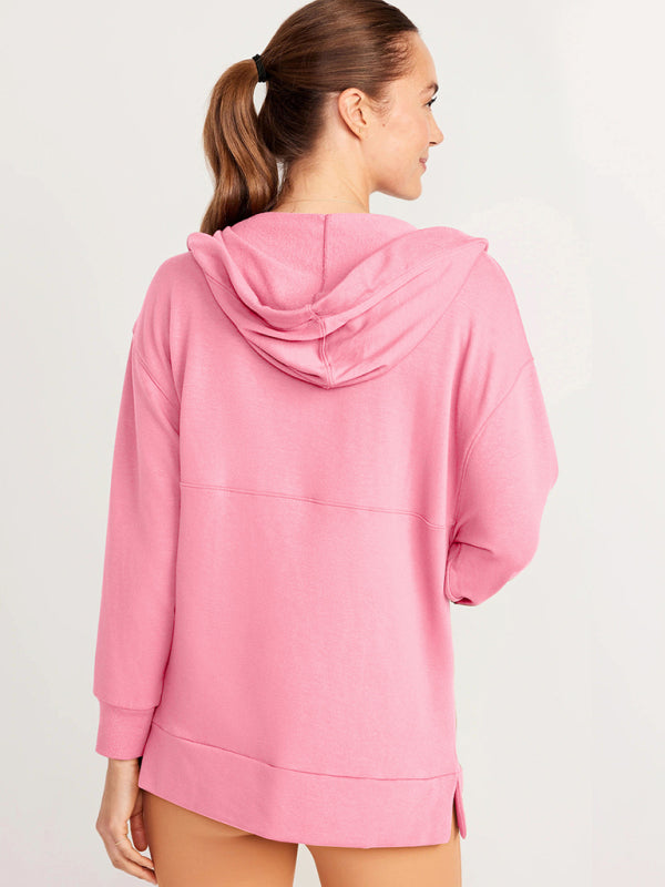 women's loose hooded sweatshirt knitted top